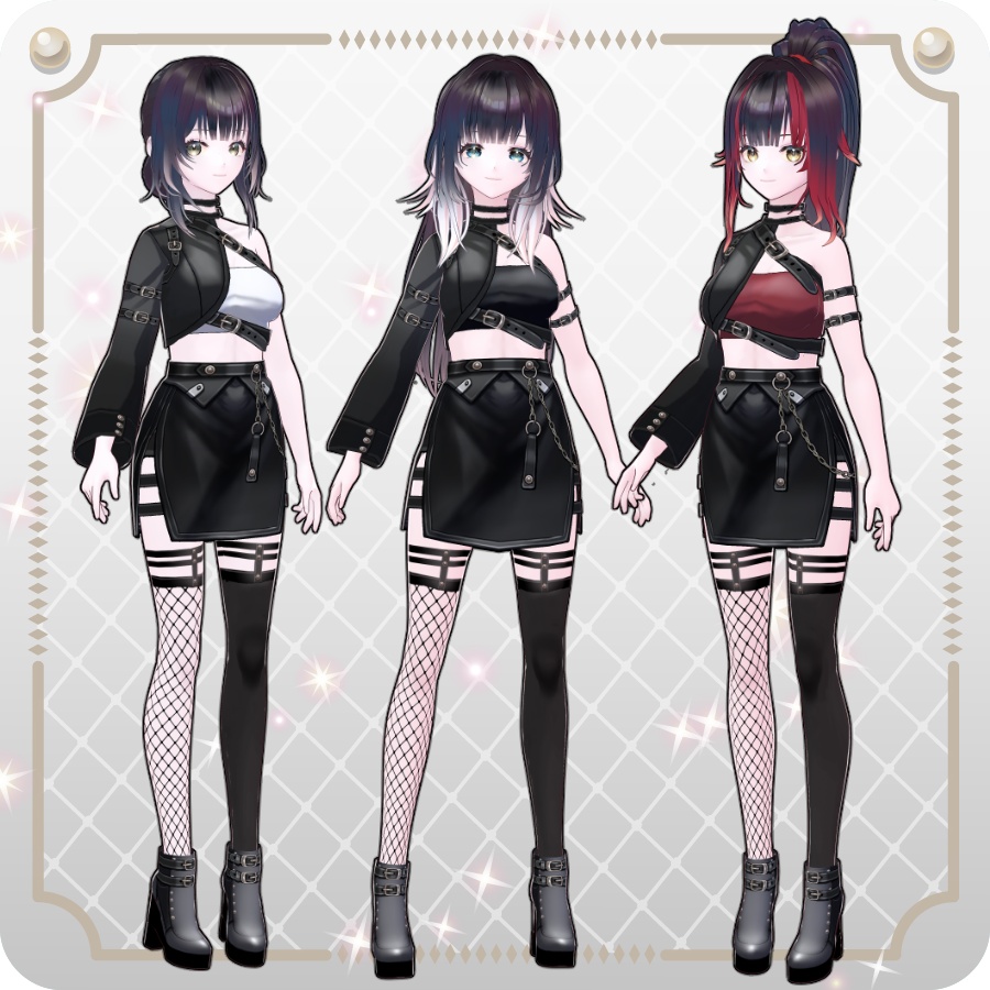 【VRoid Dress Set】アシンメトリー ゴシックスカート6色Asymmetrical Gothic Skirt (6 Colors)