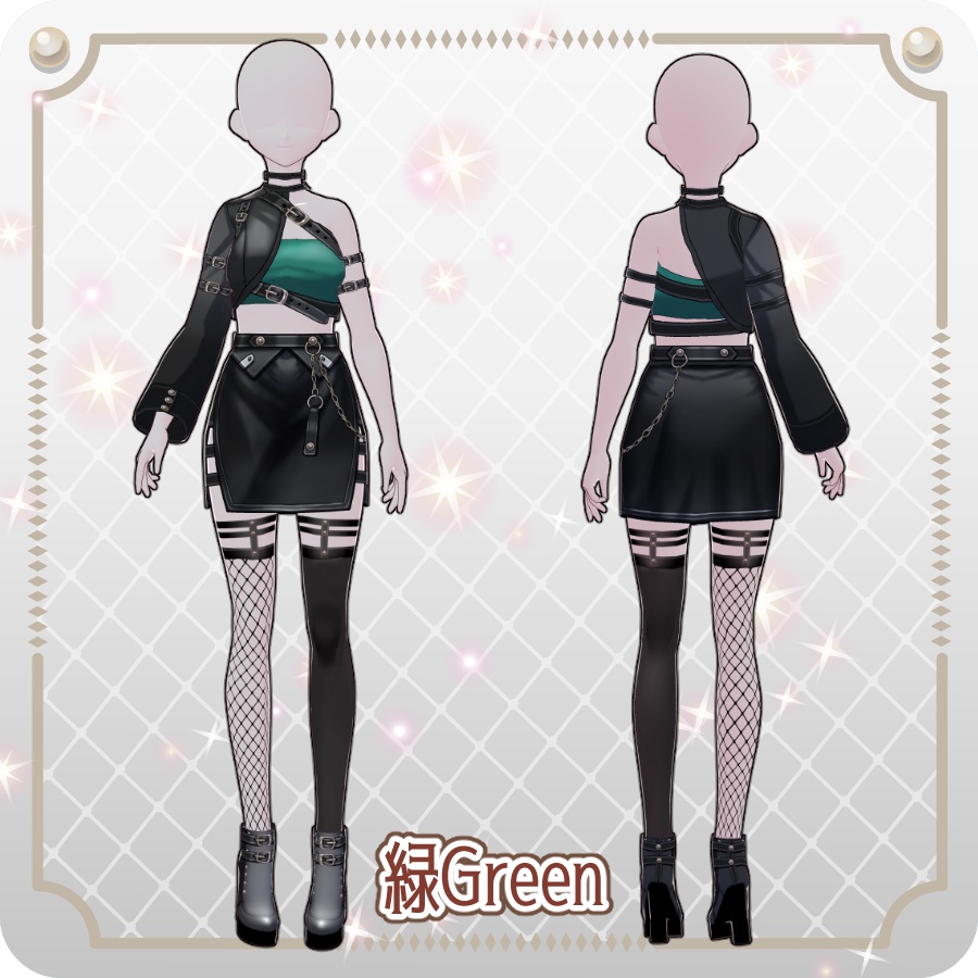 【VRoid Dress Set】アシンメトリー ゴシックスカート6色Asymmetrical Gothic Skirt (6 Colors)