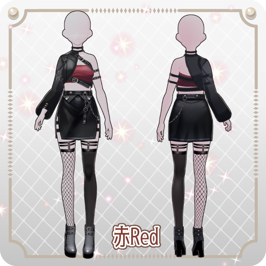 【VRoid Dress Set】アシンメトリー ゴシックスカート6色Asymmetrical Gothic Skirt (6 Colors)