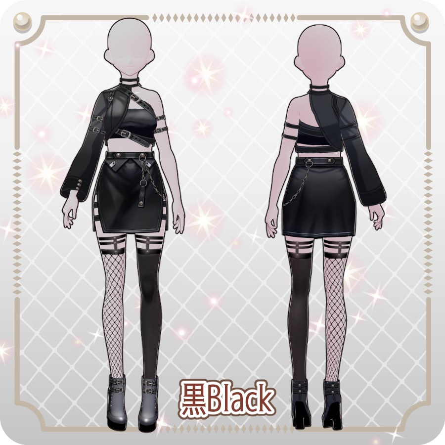 【VRoid Dress Set】アシンメトリー ゴシックスカート6色Asymmetrical Gothic Skirt (6 Colors)