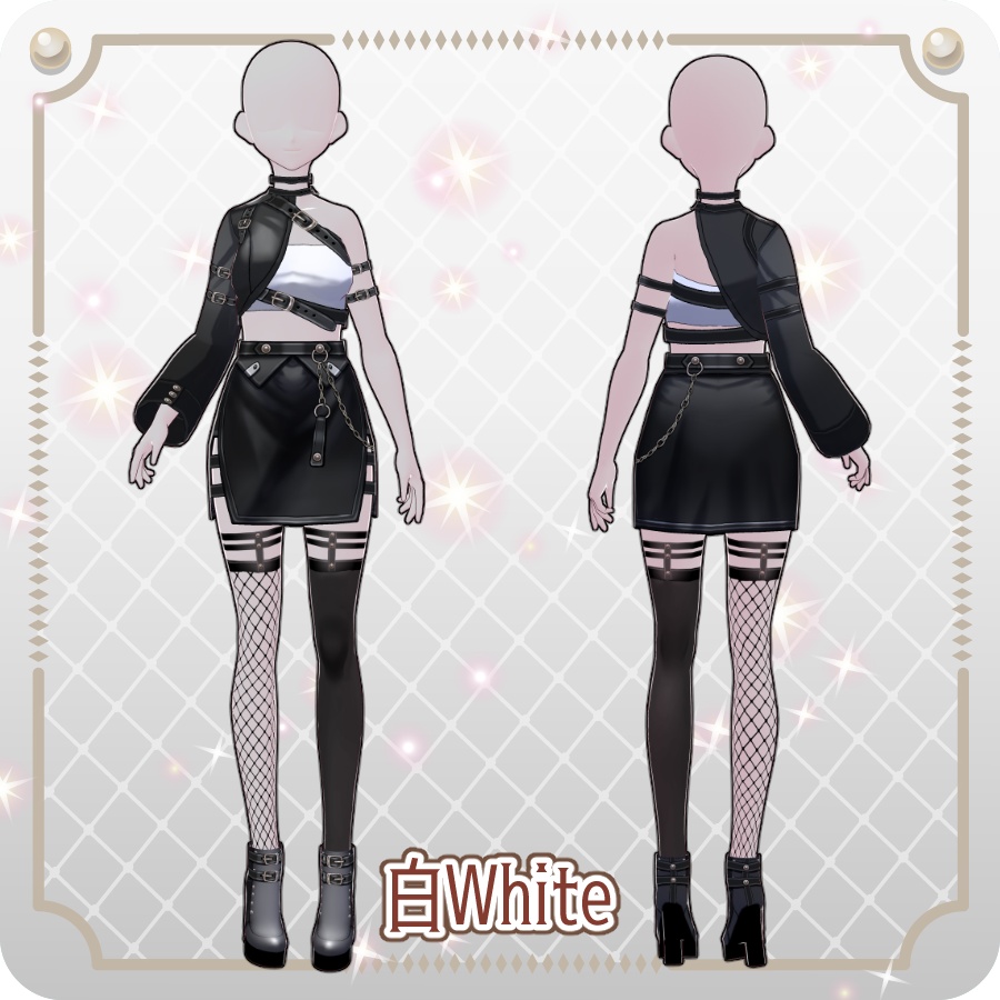 【VRoid Dress Set】アシンメトリー ゴシックスカート6色Asymmetrical Gothic Skirt (6 Colors)