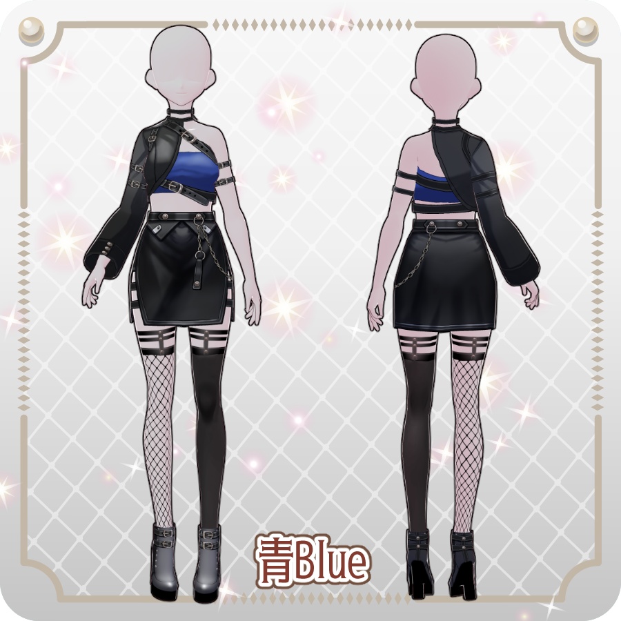 【VRoid Dress Set】アシンメトリー ゴシックスカート6色Asymmetrical Gothic Skirt (6 Colors)