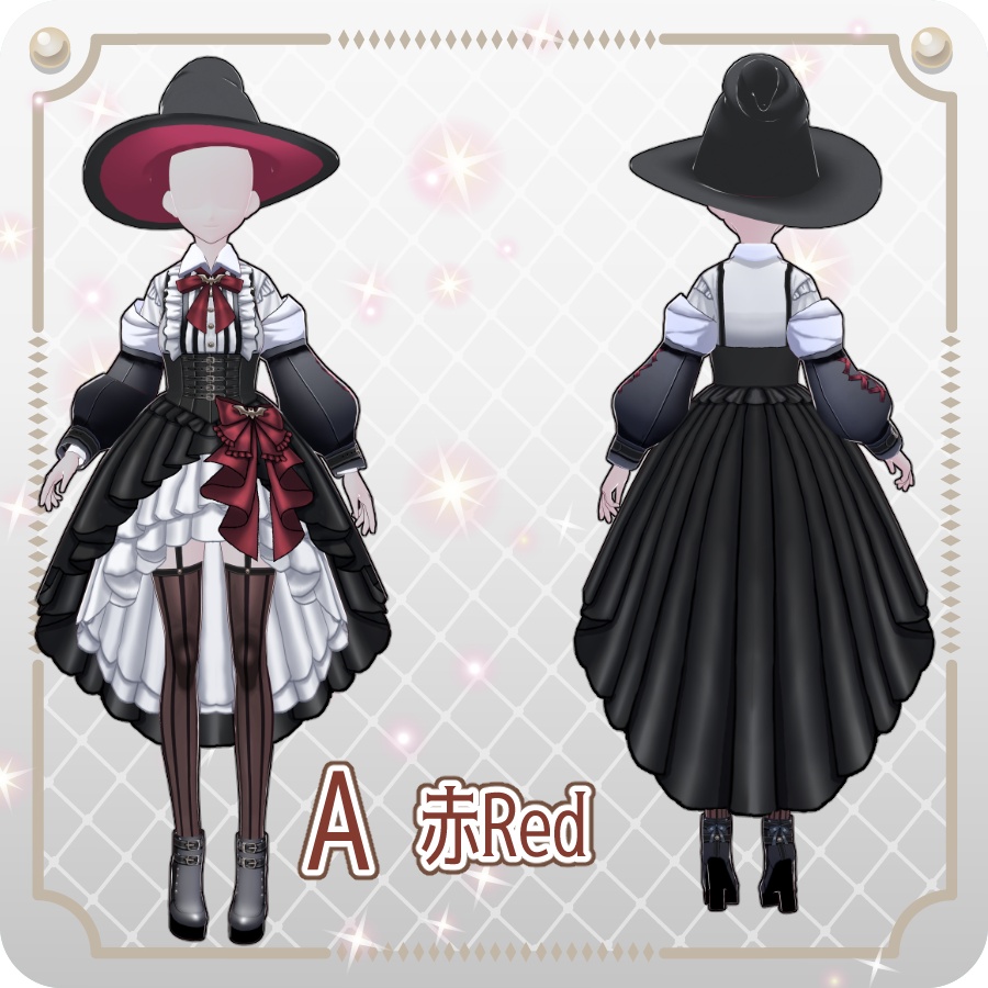 【VRoid Dress Set】ゴシックフィッシュテールスカートハロウィンアレンジカラー6色 Gothic Fishtail Skirt: Halloween Styles in 6 Colors