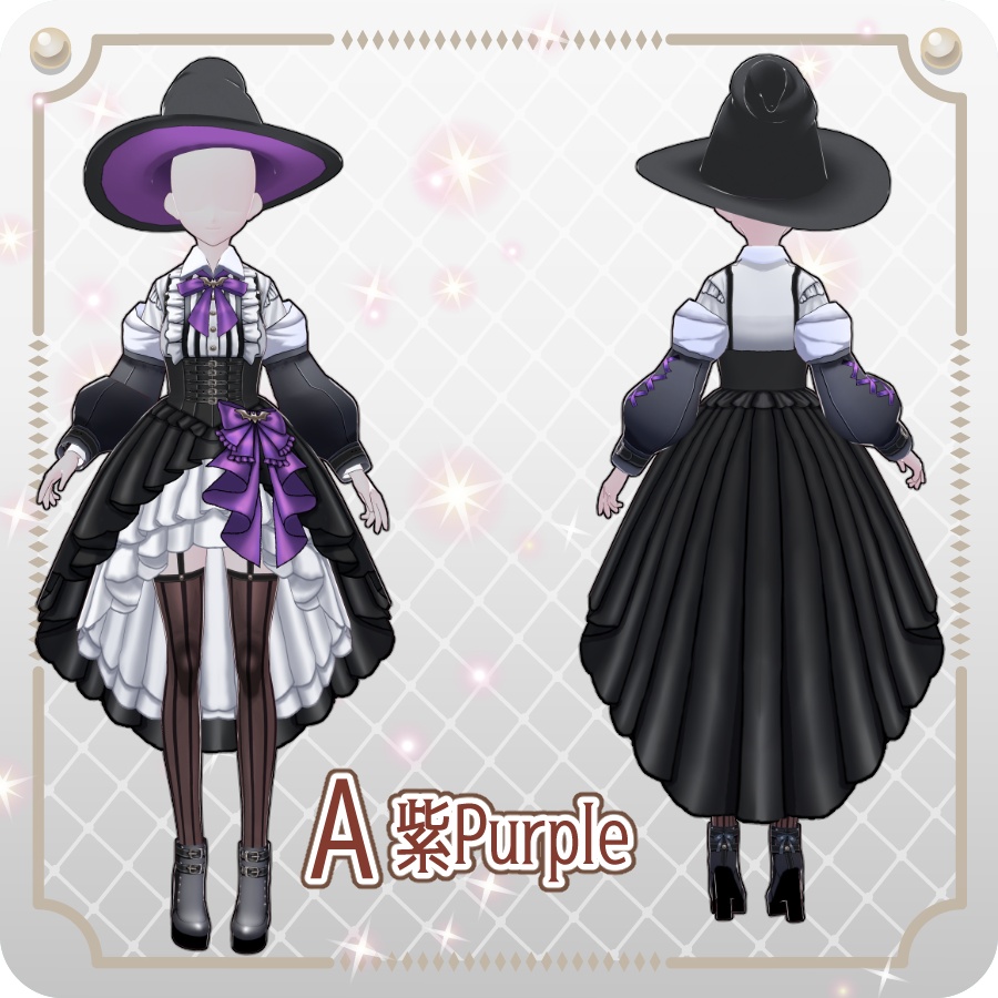 【VRoid Dress Set】ゴシックフィッシュテールスカートハロウィンアレンジカラー6色 Gothic Fishtail Skirt: Halloween Styles in 6 Colors