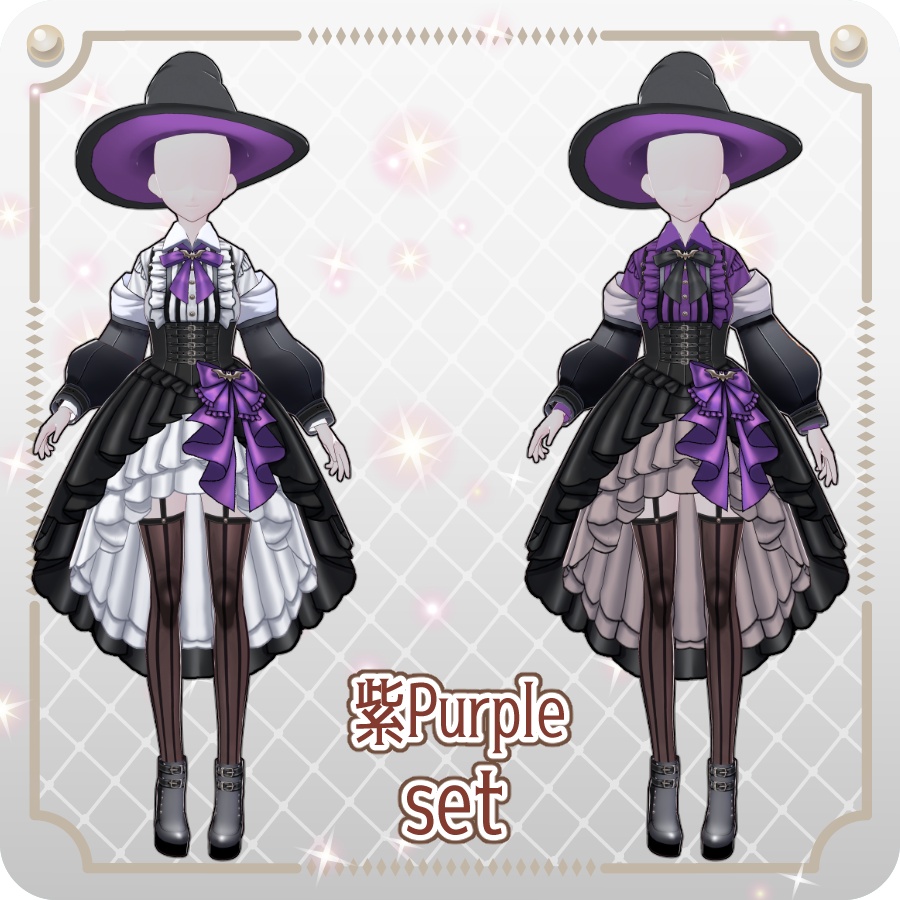 【VRoid Dress Set】ゴシックフィッシュテールスカートハロウィンアレンジカラー6色 Gothic Fishtail Skirt: Halloween Styles in 6 Colors