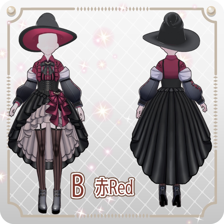 【VRoid Dress Set】ゴシックフィッシュテールスカートハロウィンアレンジカラー6色 Gothic Fishtail Skirt: Halloween Styles in 6 Colors