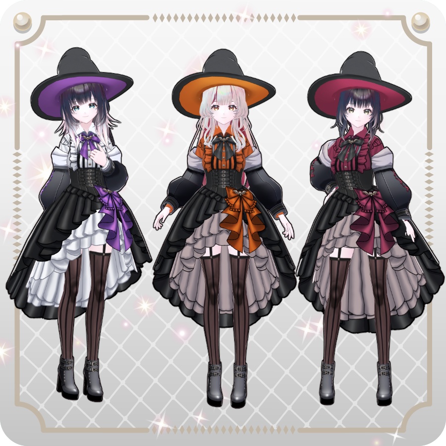 【VRoid Dress Set】ゴシックフィッシュテールスカートハロウィンアレンジカラー6色 Gothic Fishtail Skirt: Halloween Styles in 6 Colors