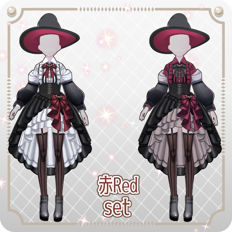 【VRoid Dress Set】ゴシックフィッシュテールスカートハロウィンアレンジカラー6色 Gothic Fishtail Skirt: Halloween Styles in 6 Colors