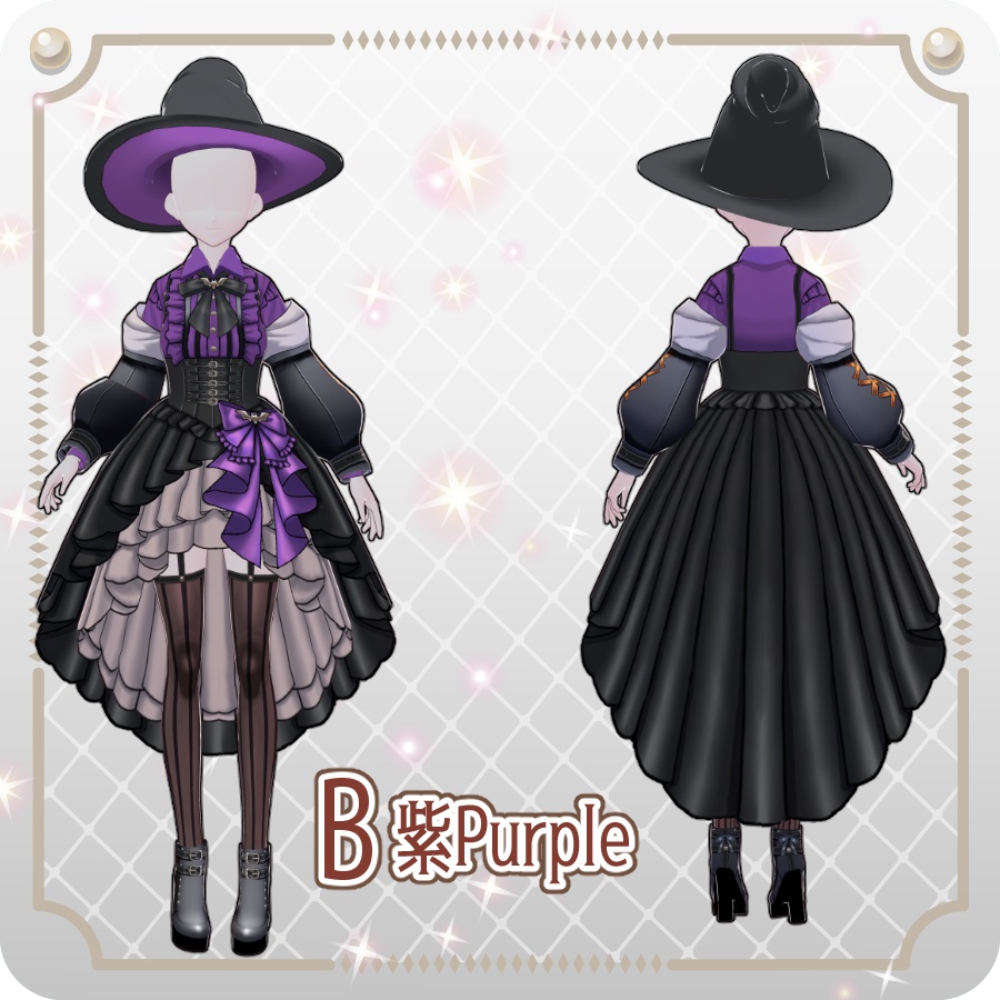 【VRoid Dress Set】ゴシックフィッシュテールスカートハロウィンアレンジカラー6色 Gothic Fishtail Skirt: Halloween Styles in 6 Colors