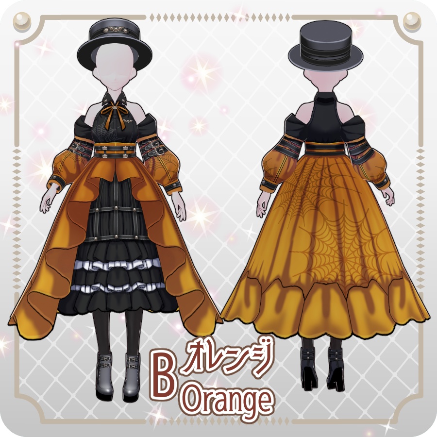 【VRoid Dress Set】ゴシックパンクドレスハロウィンアレンジカラー6色Gothic Punk Dress Halloween Styles—6 Colors