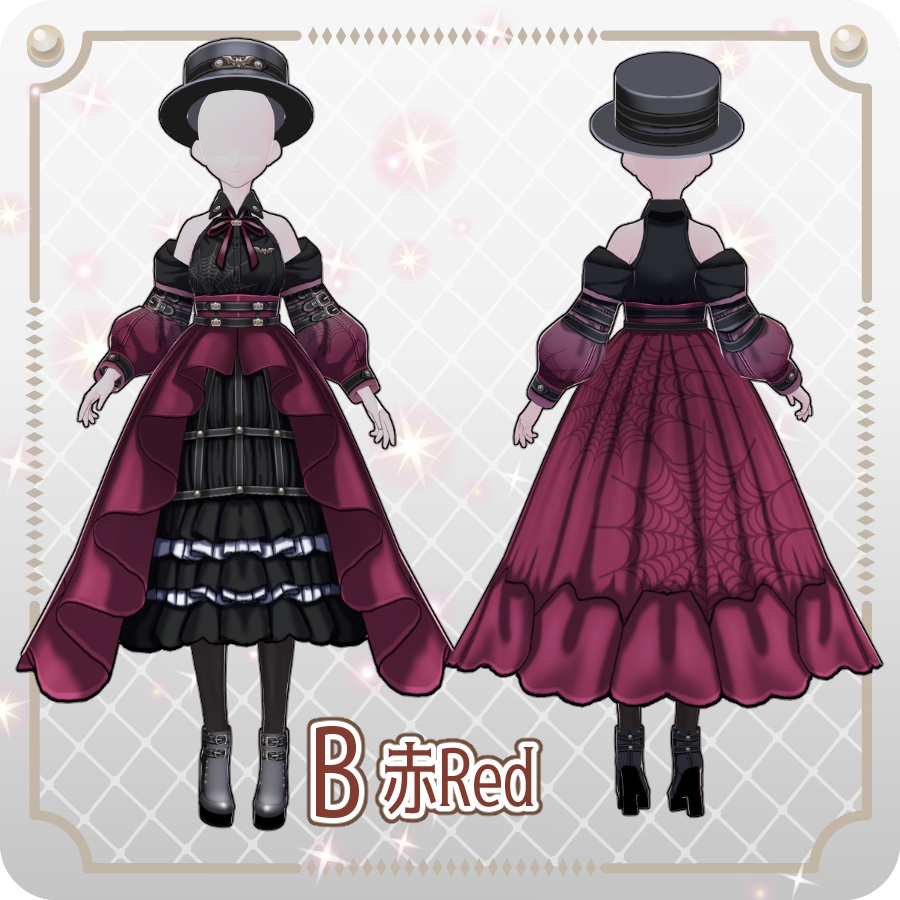 【VRoid Dress Set】ゴシックパンクドレスハロウィンアレンジカラー6色Gothic Punk Dress Halloween Styles—6 Colors