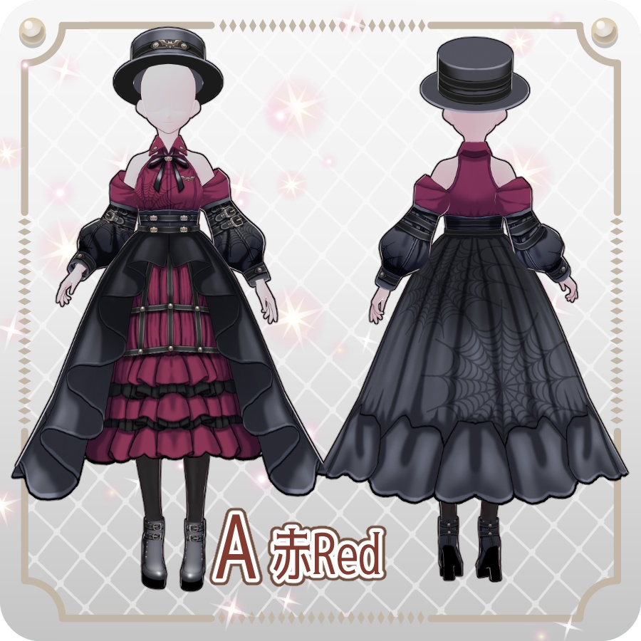 【VRoid Dress Set】ゴシックパンクドレスハロウィンアレンジカラー6色Gothic Punk Dress Halloween Styles—6 Colors
