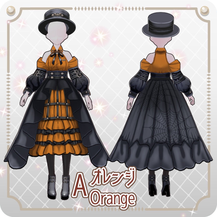 【VRoid Dress Set】ゴシックパンクドレスハロウィンアレンジカラー6色Gothic Punk Dress Halloween Styles—6 Colors