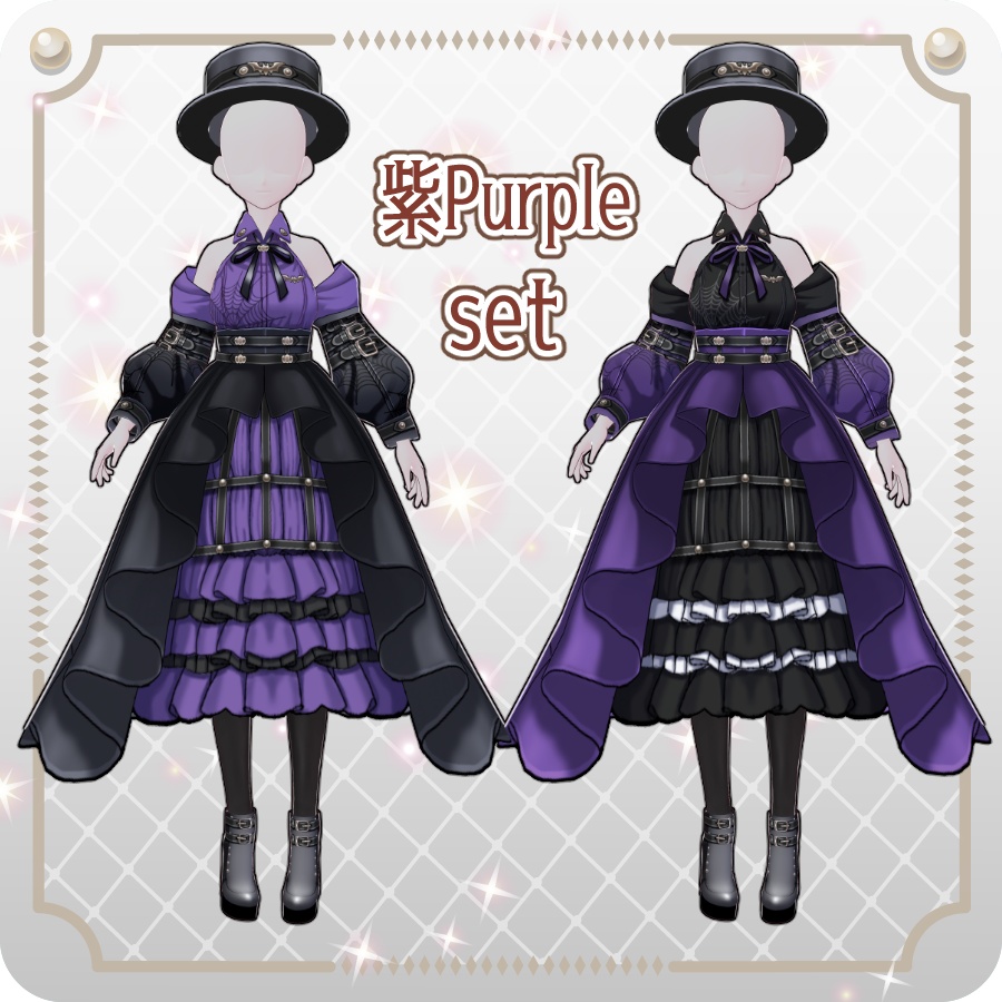 【VRoid Dress Set】ゴシックパンクドレスハロウィンアレンジカラー6色Gothic Punk Dress Halloween Styles—6 Colors