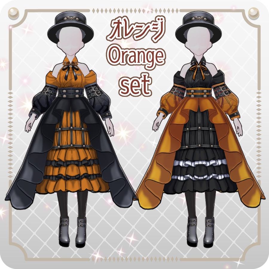 【VRoid Dress Set】ゴシックパンクドレスハロウィンアレンジカラー6色Gothic Punk Dress Halloween Styles—6 Colors