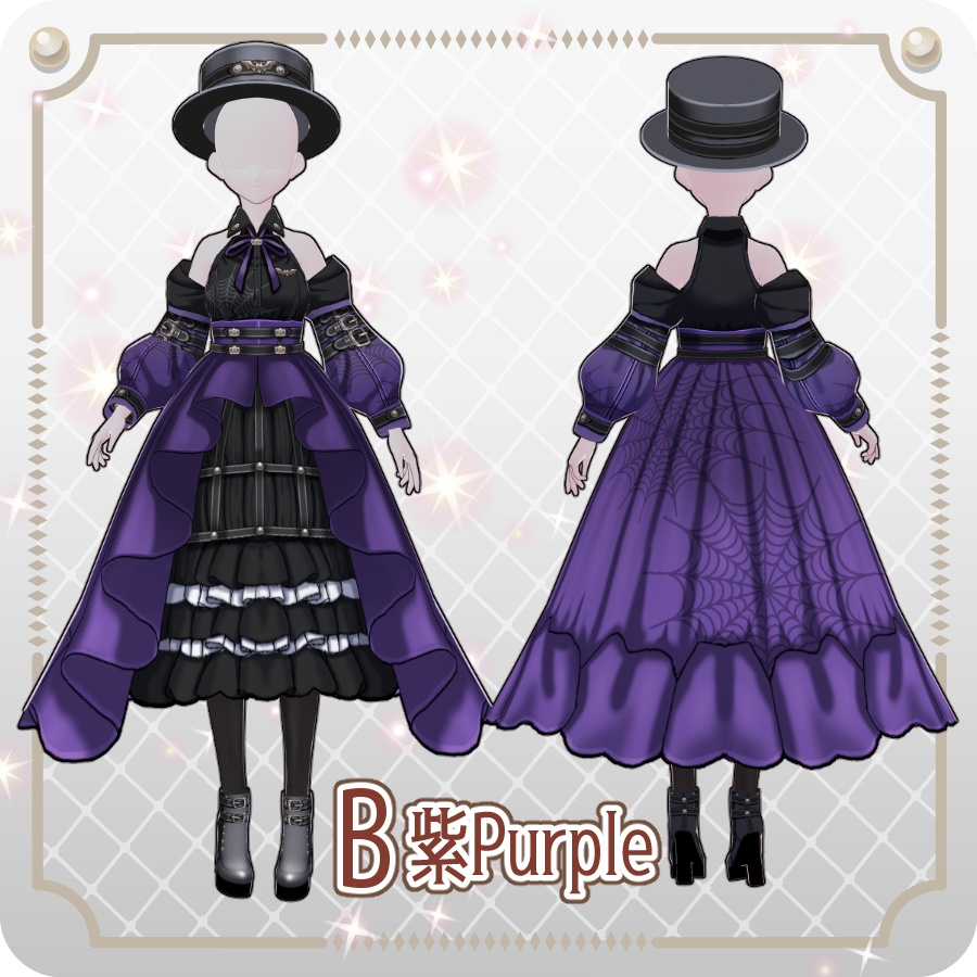 【VRoid Dress Set】ゴシックパンクドレスハロウィンアレンジカラー6色Gothic Punk Dress Halloween Styles—6 Colors