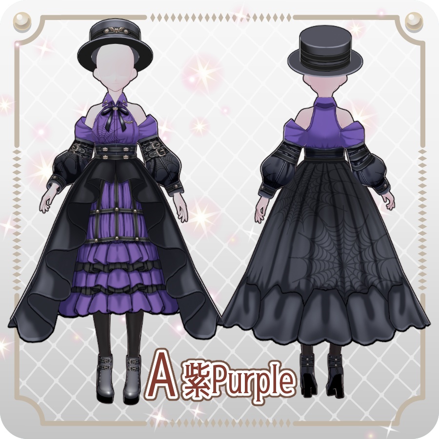 【VRoid Dress Set】ゴシックパンクドレスハロウィンアレンジカラー6色Gothic Punk Dress Halloween Styles—6 Colors