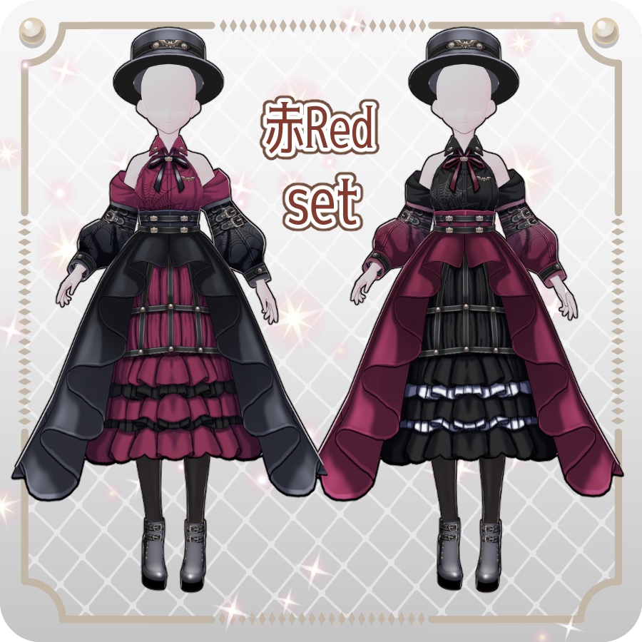 【VRoid Dress Set】ゴシックパンクドレスハロウィンアレンジカラー6色Gothic Punk Dress Halloween Styles—6 Colors