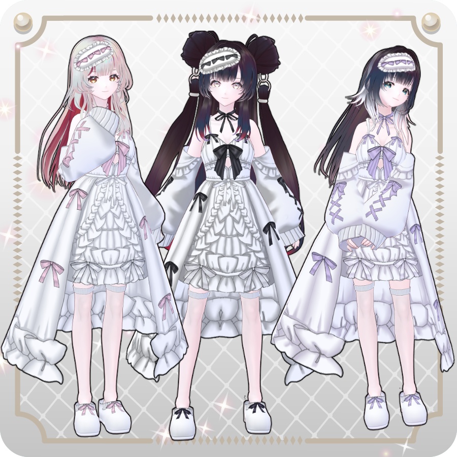 【VRoid Dress Set】フリルリボンベビードール6色Baby Doll with Ruffled Ribbon—6 Colors