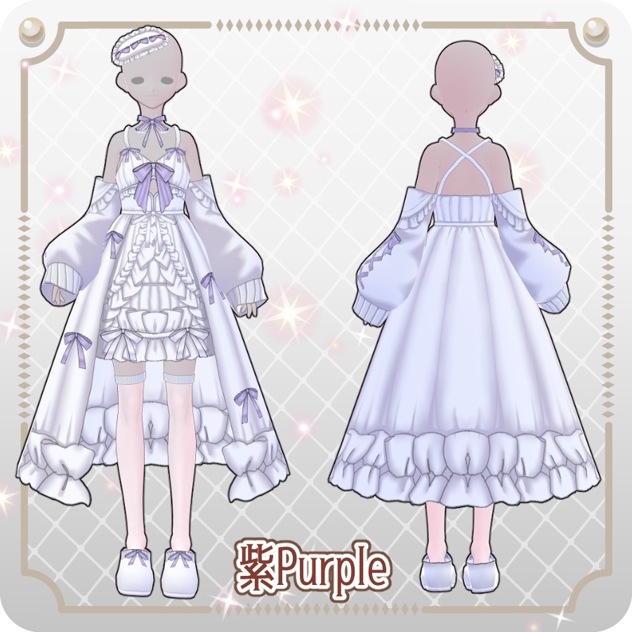 【VRoid Dress Set】フリルリボンベビードール6色Baby Doll with Ruffled Ribbon—6 Colors