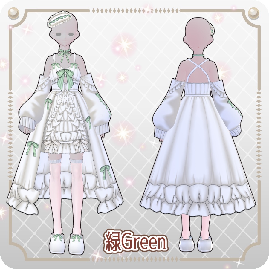 【VRoid Dress Set】フリルリボンベビードール6色Baby Doll with Ruffled Ribbon—6 Colors