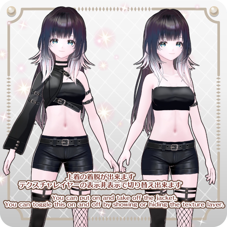 【VRoid Dress Set】アシンメトリー ゴシックハーフパンツ6色Asymmetrical Gothic Shorts (6 Colors)