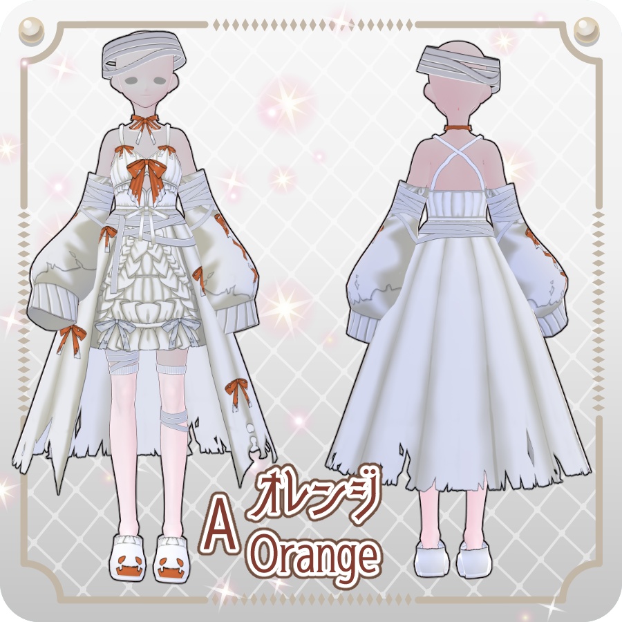 【VRoid Dress Set】フリルリボンベビードールハロウィンアレンジ6色Frill Ribbon Baby Doll Halloween Style—6 Colors