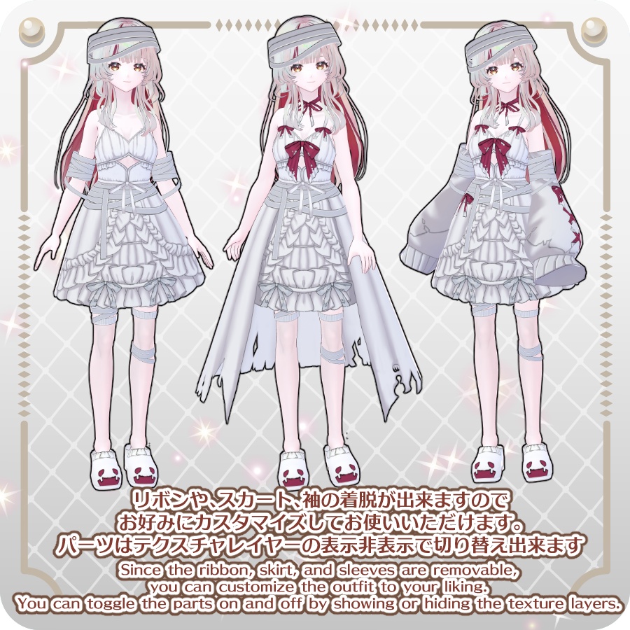 【VRoid Dress Set】フリルリボンベビードールハロウィンアレンジ6色Frill Ribbon Baby Doll Halloween Style—6 Colors