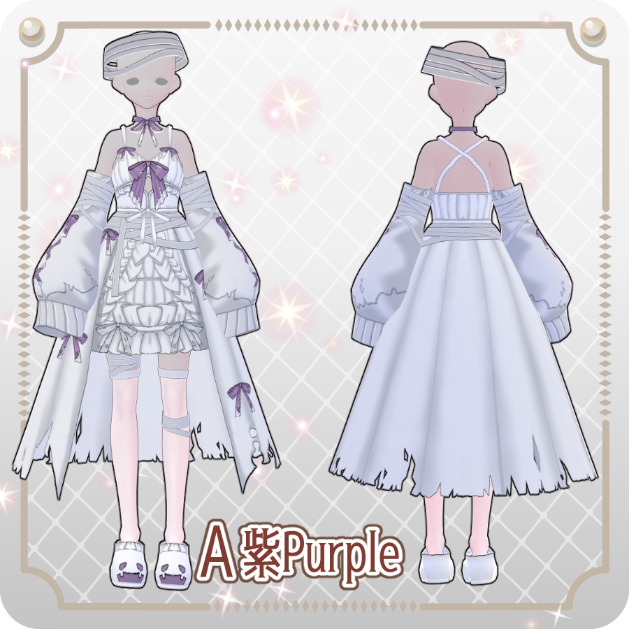 【VRoid Dress Set】フリルリボンベビードールハロウィンアレンジ6色Frill Ribbon Baby Doll Halloween Style—6 Colors