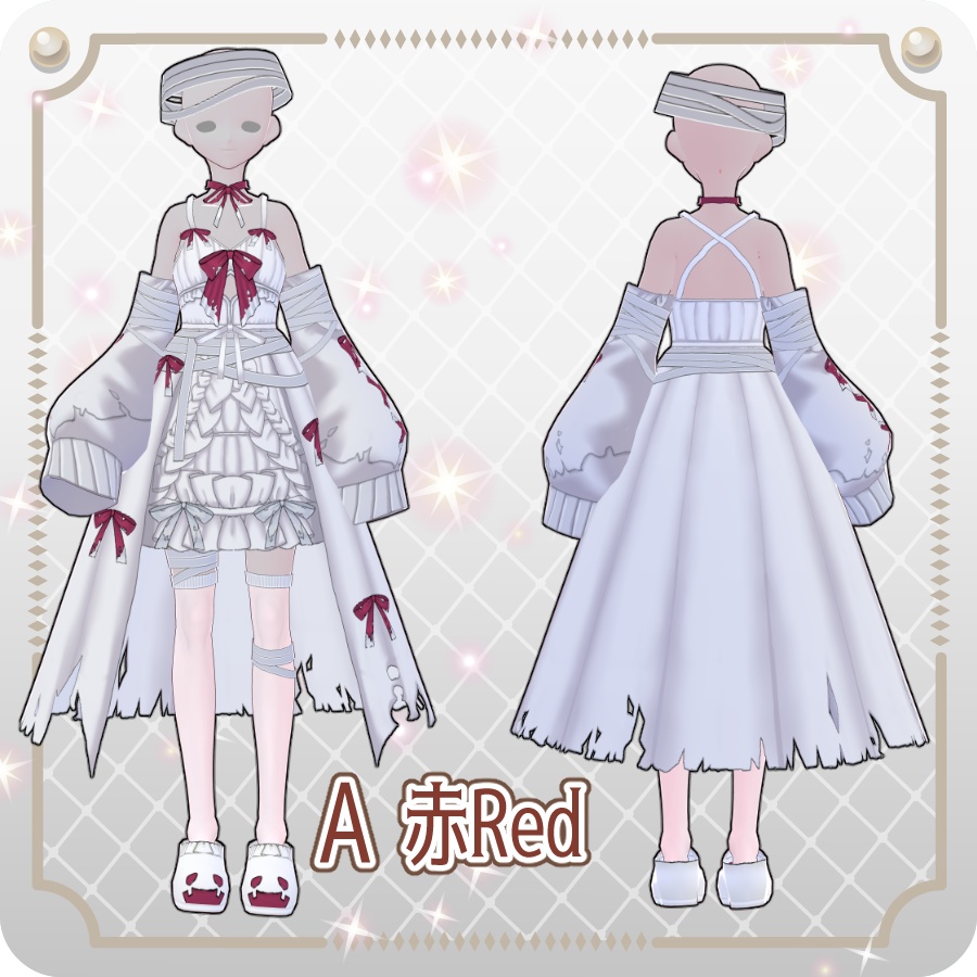 【VRoid Dress Set】フリルリボンベビードールハロウィンアレンジ6色Frill Ribbon Baby Doll Halloween Style—6 Colors