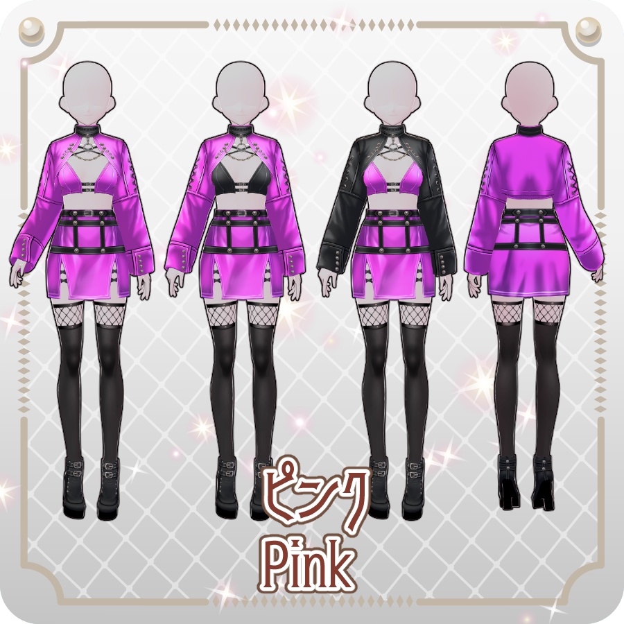 【VRoid Dress Set】ゴシックパンクガータースカート6色Gothic Punk Garter Skirt (6 Colors)