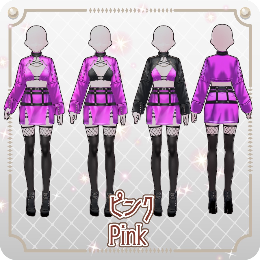 【VRoid Dress Set】ゴシックパンクガータースカート6色Gothic Punk Garter Skirt (6 Colors)