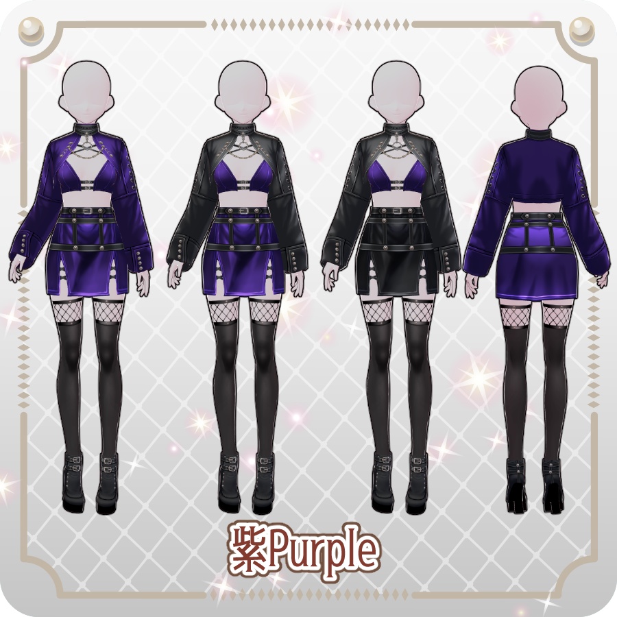 【VRoid Dress Set】ゴシックパンクガータースカート6色Gothic Punk Garter Skirt (6 Colors)