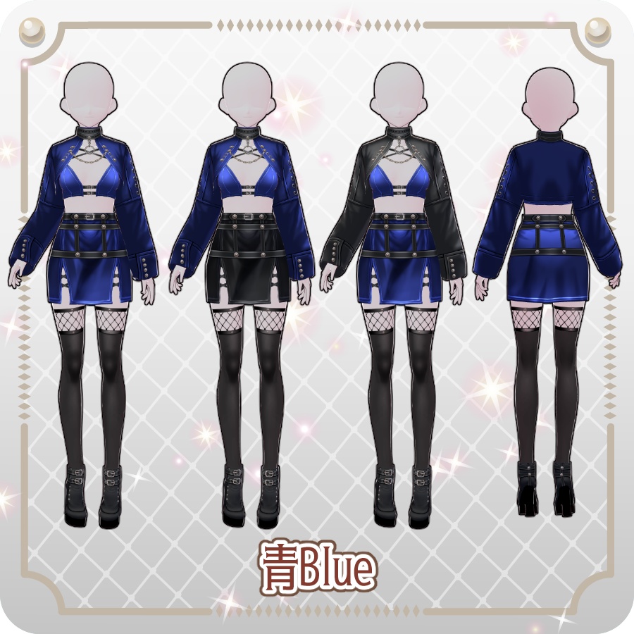【VRoid Dress Set】ゴシックパンクガータースカート6色Gothic Punk Garter Skirt (6 Colors)