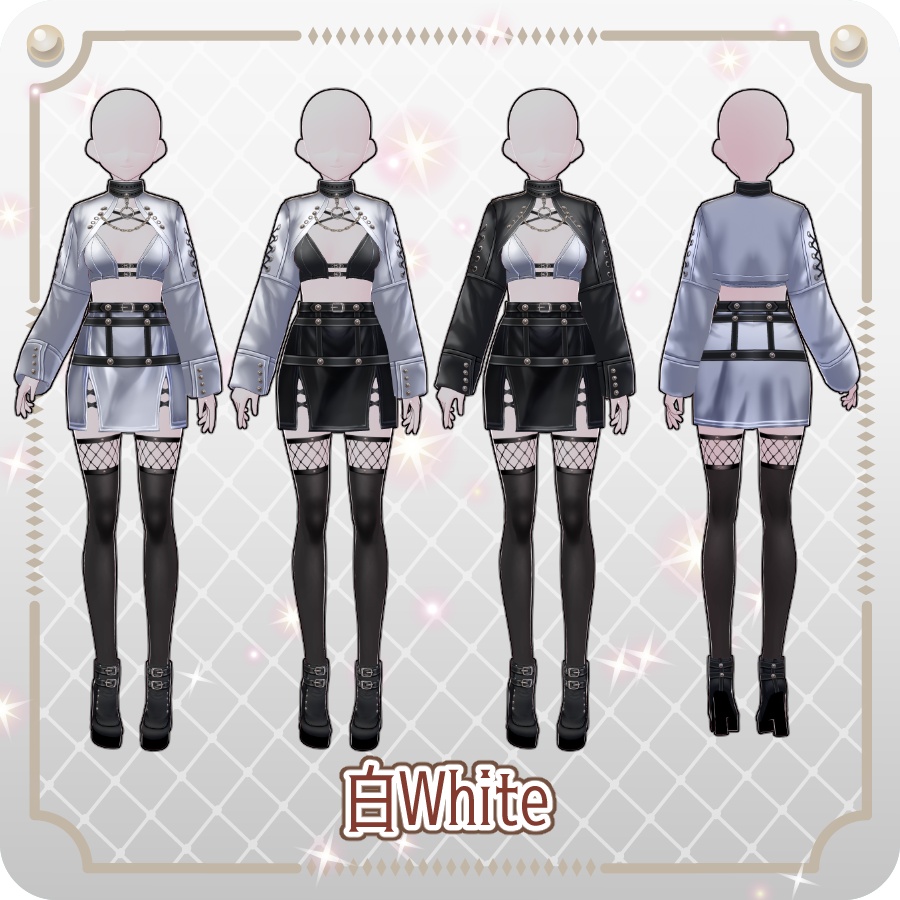 【VRoid Dress Set】ゴシックパンクガータースカート6色Gothic Punk Garter Skirt (6 Colors)