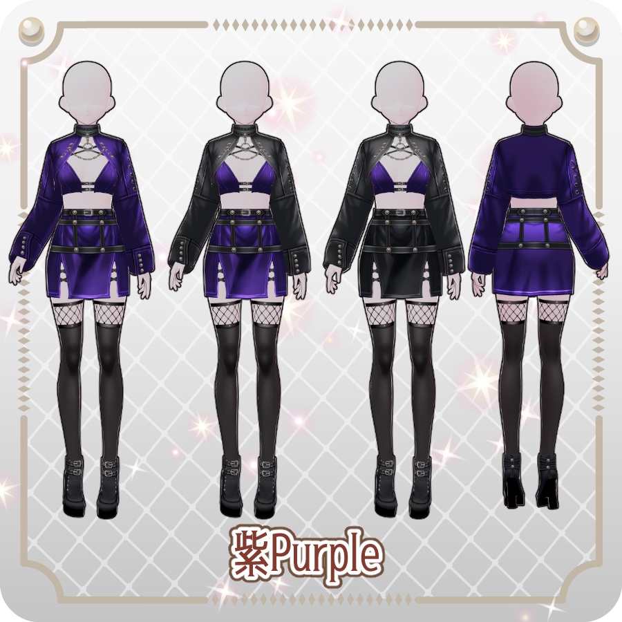 【VRoid Dress Set】ゴシックパンクガータースカート6色Gothic Punk Garter Skirt (6 Colors)
