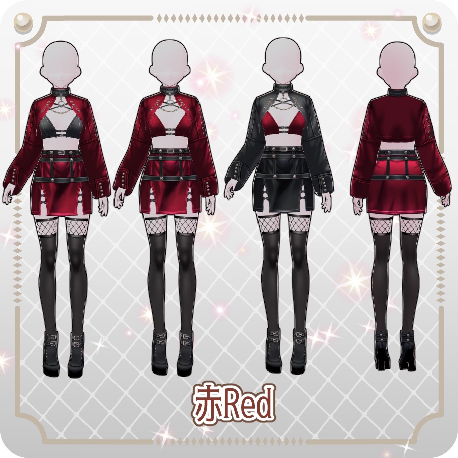 【VRoid Dress Set】ゴシックパンクガータースカート6色Gothic Punk Garter Skirt (6 Colors)