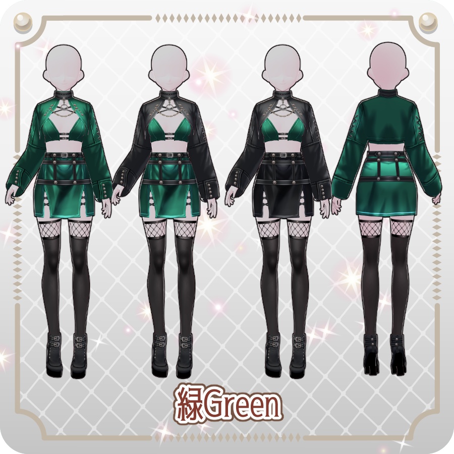 【VRoid Dress Set】ゴシックパンクガータースカート6色Gothic Punk Garter Skirt (6 Colors)
