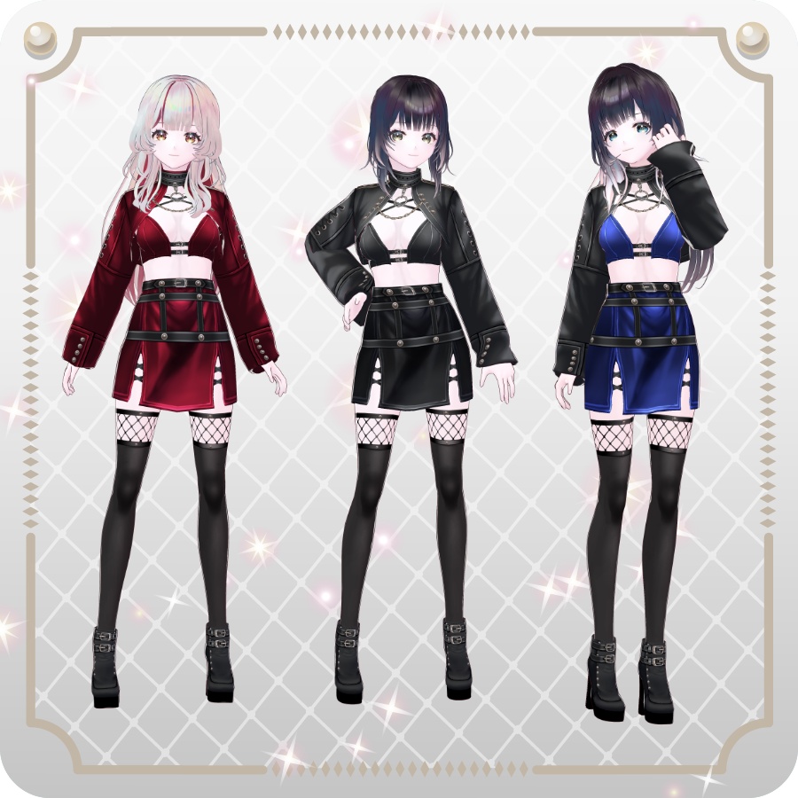 【VRoid Dress Set】ゴシックパンクガータースカート6色Gothic Punk Garter Skirt (6 Colors)