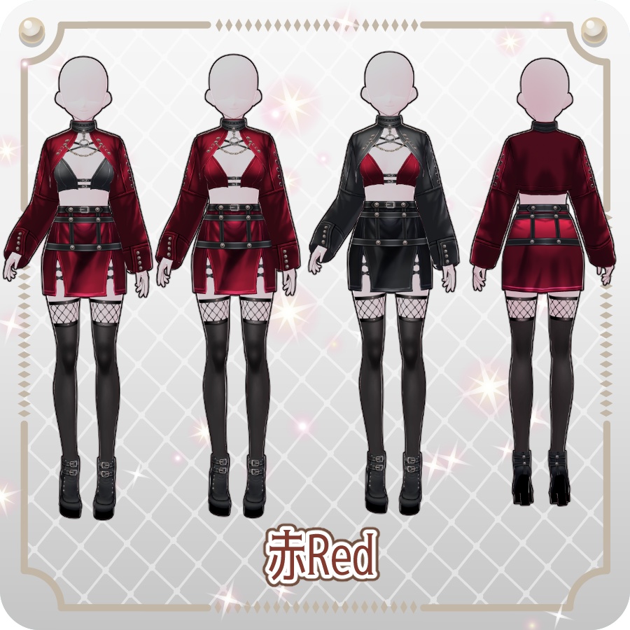 【VRoid Dress Set】ゴシックパンクガータースカート6色Gothic Punk Garter Skirt (6 Colors)
