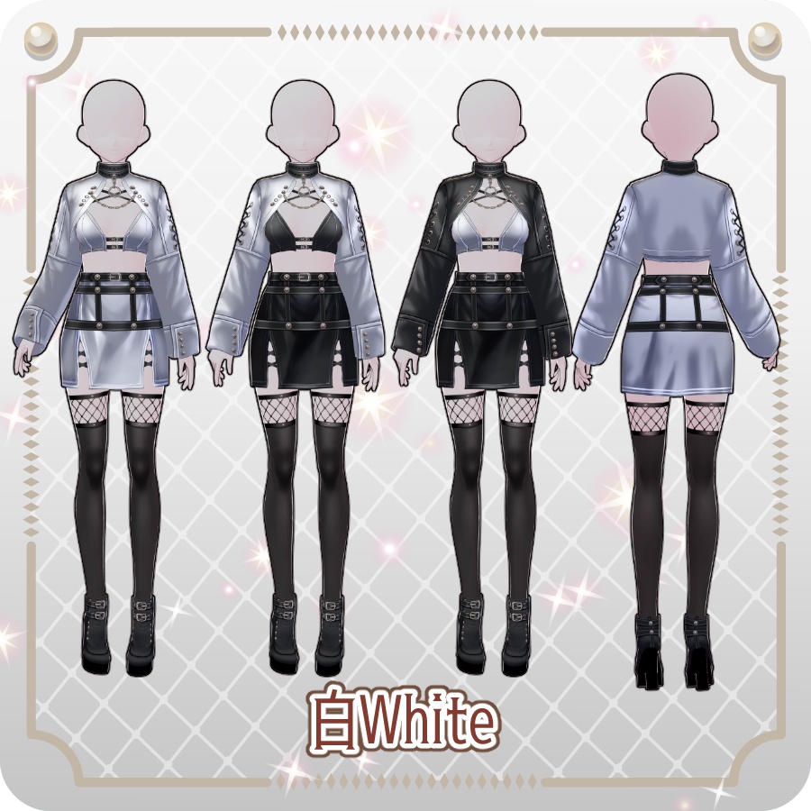 【VRoid Dress Set】ゴシックパンクガータースカート6色Gothic Punk Garter Skirt (6 Colors)