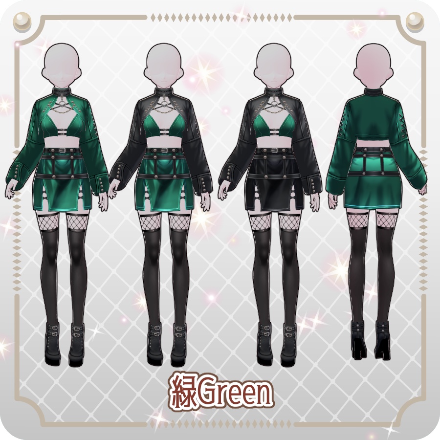 【VRoid Dress Set】ゴシックパンクガータースカート6色Gothic Punk Garter Skirt (6 Colors)