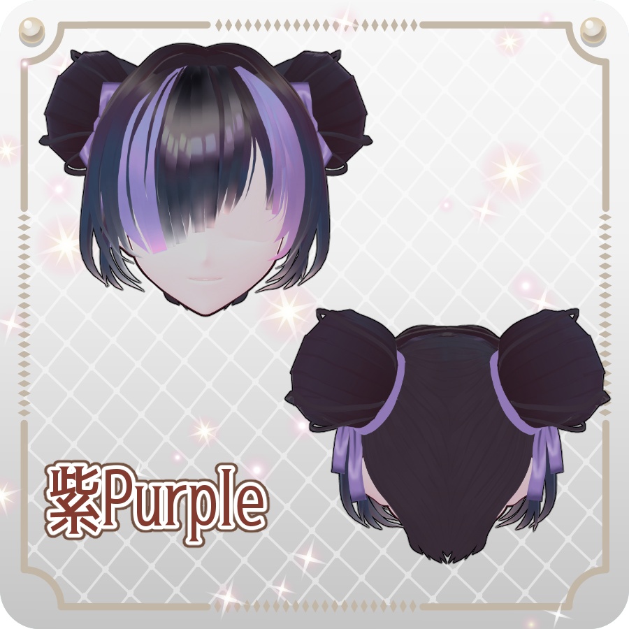 【VRoid hair preset】片目隠れメッシュお団子ヘア6色One-Sided Hidden Mesh Bun Hairstyle (6 Colors)