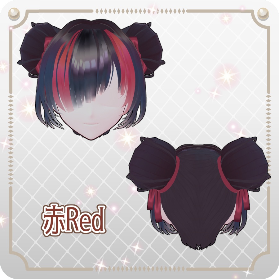 【VRoid hair preset】片目隠れメッシュお団子ヘア6色One-Sided Hidden Mesh Bun Hairstyle (6 Colors)