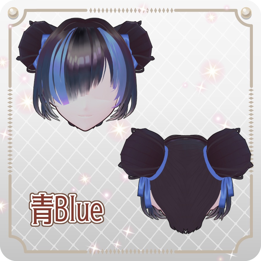 【VRoid hair preset】片目隠れメッシュお団子ヘア6色One-Sided Hidden Mesh Bun Hairstyle (6 Colors)