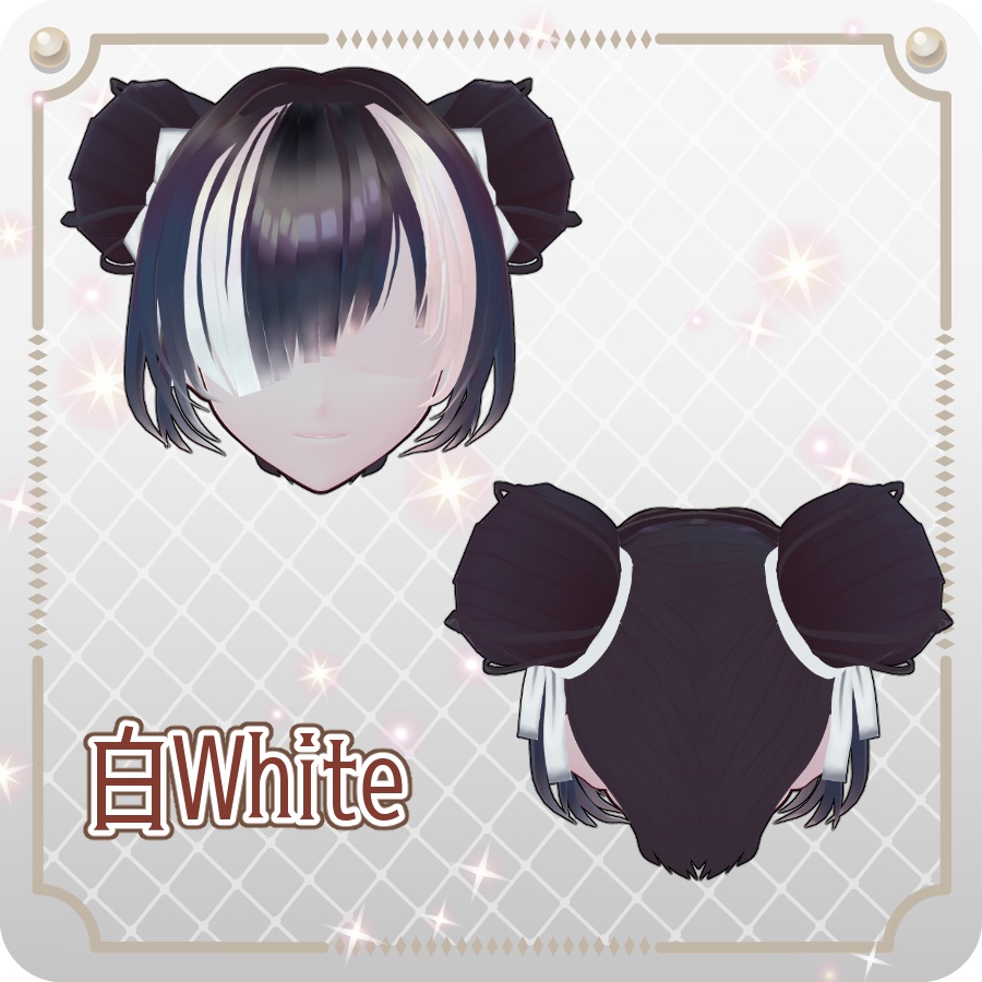 【VRoid hair preset】片目隠れメッシュお団子ヘア6色One-Sided Hidden Mesh Bun Hairstyle (6 Colors)