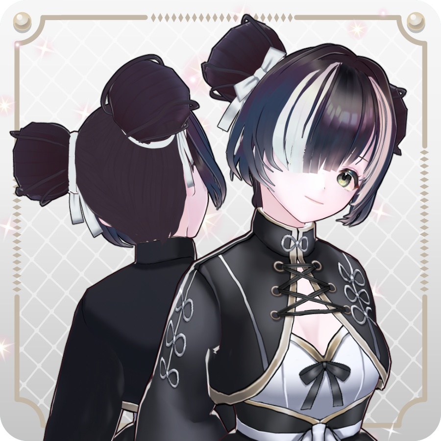 【VRoid hair preset】片目隠れメッシュお団子ヘア6色One-Sided Hidden Mesh Bun Hairstyle (6 Colors)