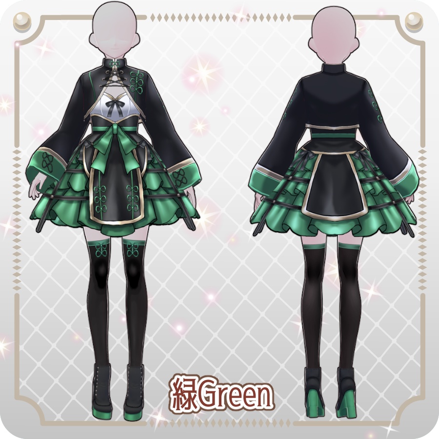 【VRoid Dress Set】ゴシックチャイナロリィタ6色Gothic China Lolita: 6 Colors