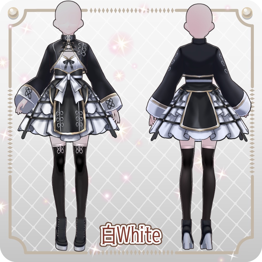 【VRoid Dress Set】ゴシックチャイナロリィタ6色Gothic China Lolita: 6 Colors