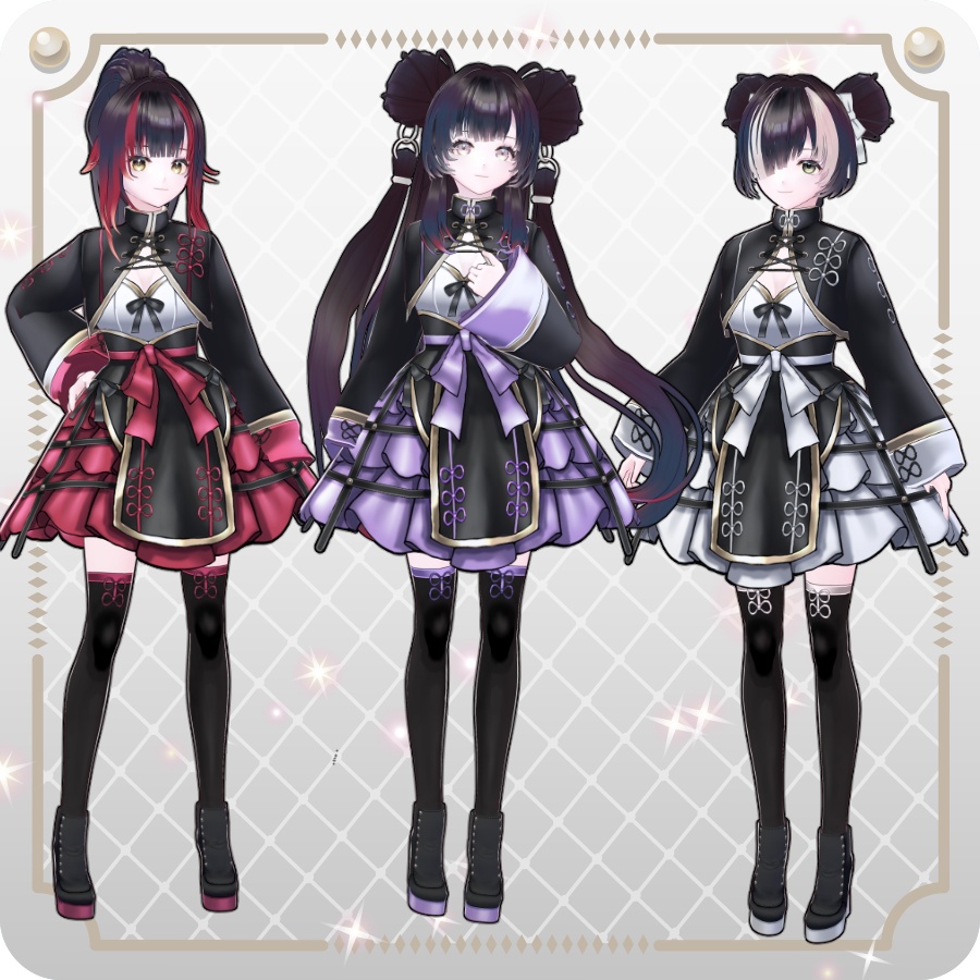 【VRoid Dress Set】ゴシックチャイナロリィタ6色Gothic China Lolita: 6 Colors